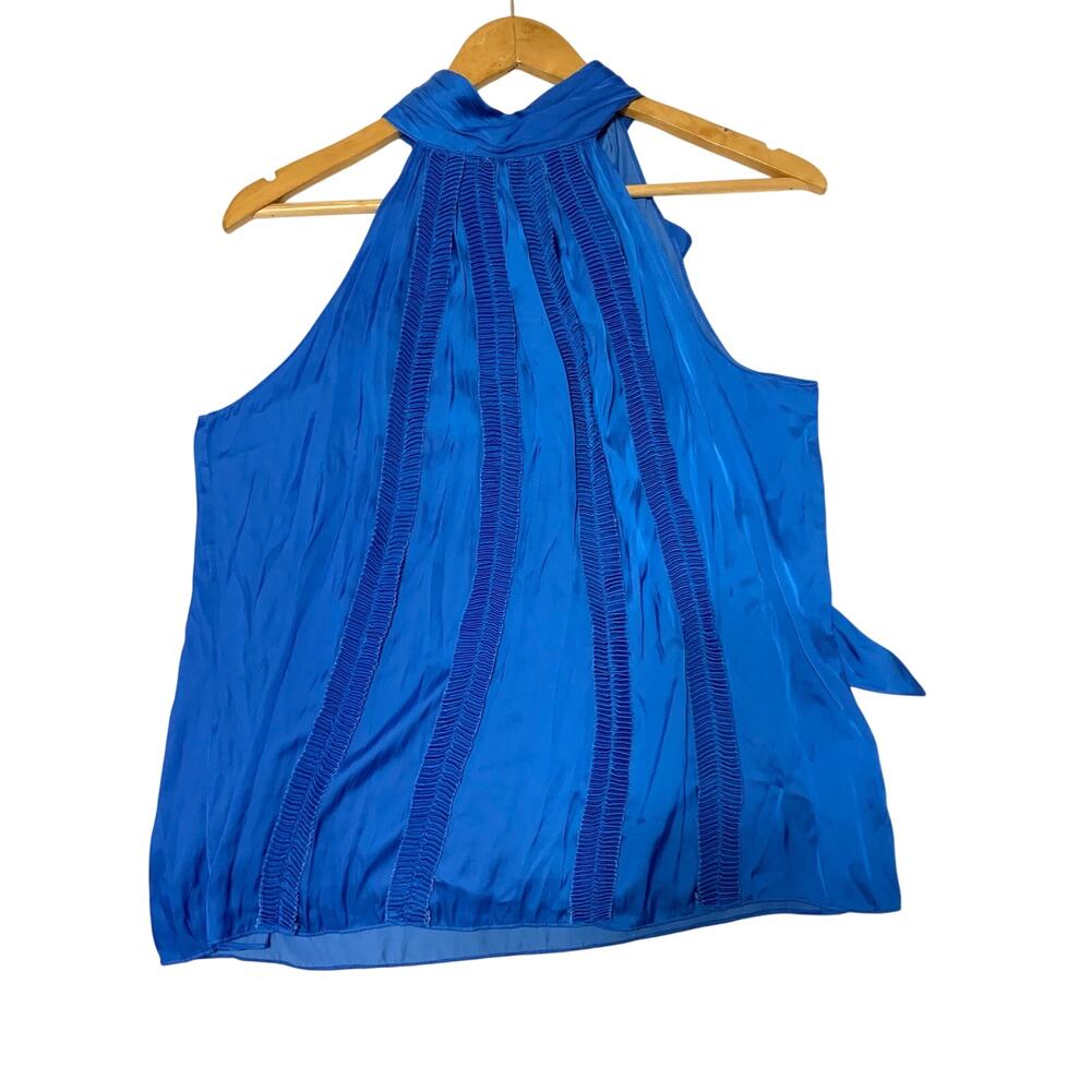 Ramy Brook Pleated Halter Top Small Blue